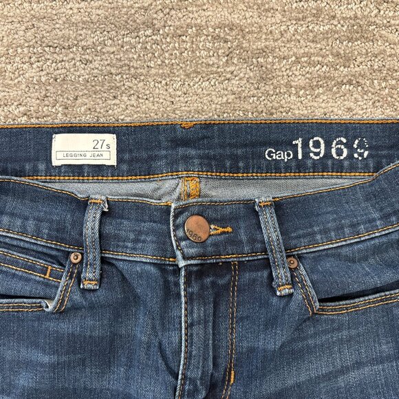 Legging Blue Jeans - Dark Wash - Cotton / Spandex - Size 27 Short - Gap 1969 - Picture 3 of 3